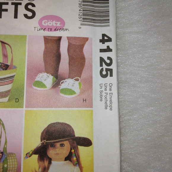 McCall's 4125 Accessories for 18" dolls hats shoes bags American Girl Doll AGD - Picture 2 of 5